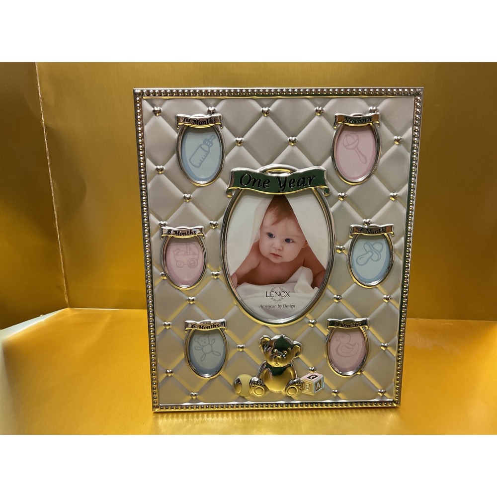 Lenox Childhood Memories First Year Baby Photo Frame Silver Teddy Bear 806816